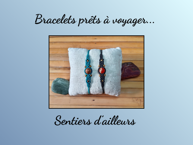 Bracelets macramé Cornaline et Bois fossilisé - Vitalité et Ancrage