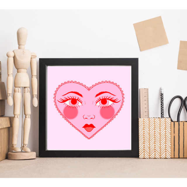 Red Heart Face Art Print