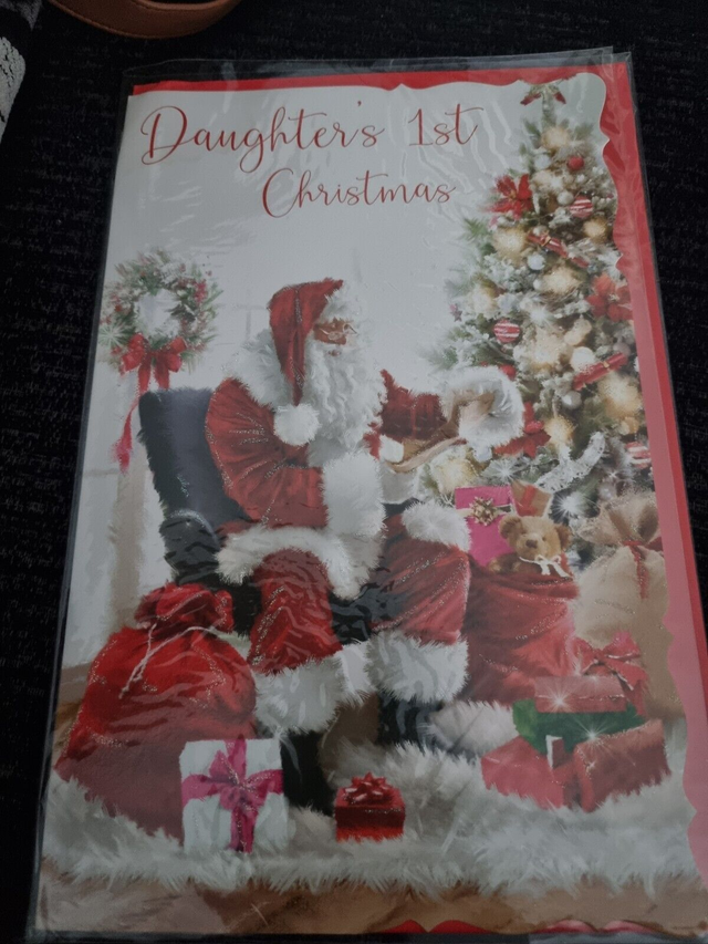 DAUGHTER 1st CHRISTMAS CARD ~ EX~LARGE SIZE ~ SANTA DESIGN QUALITY CARD