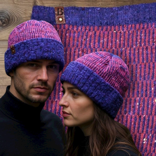 Soft Merino Wool Handmade Unisex Hat and Snood 2 Piece Set (Colour: Parma Violet)