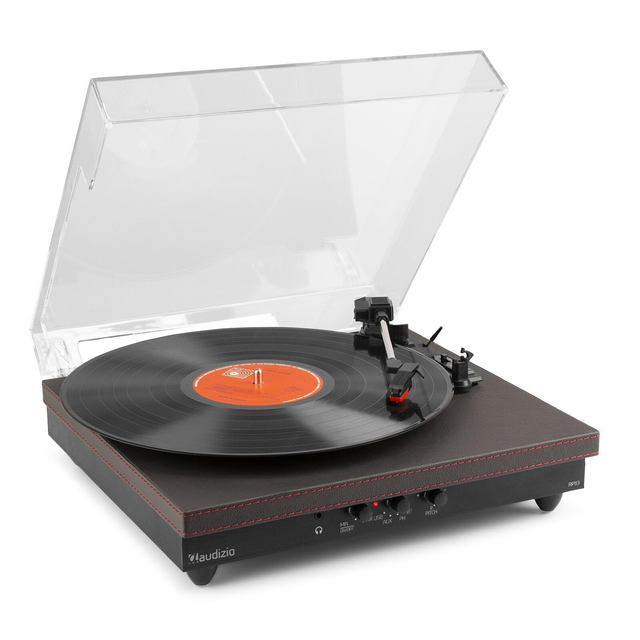 Audizio RP113B Platine Vinyle Cuir Bluetooth avec Haut-Parleurs Intégrés
