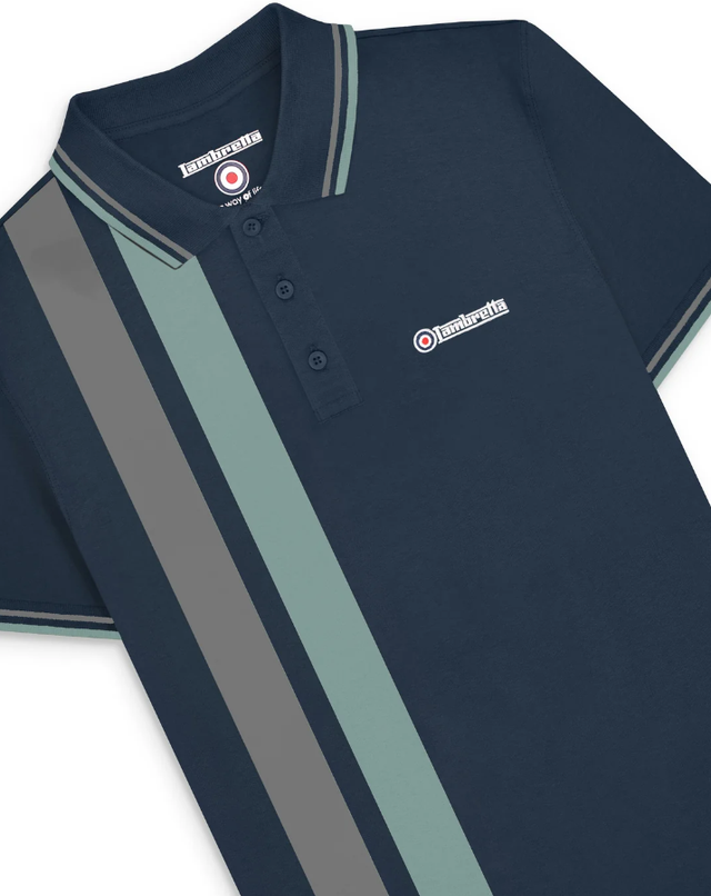 Lambretta SS4020 Vertical Stripe Polo - Navy/Thunderstorm