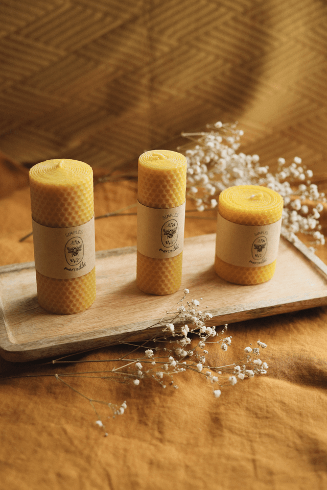 Bougies piliers en cire d&#039;abeille