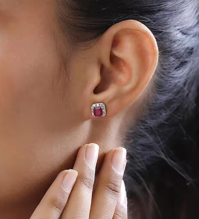Natural African 2.50 Carat Rubies Stud Earrings.
