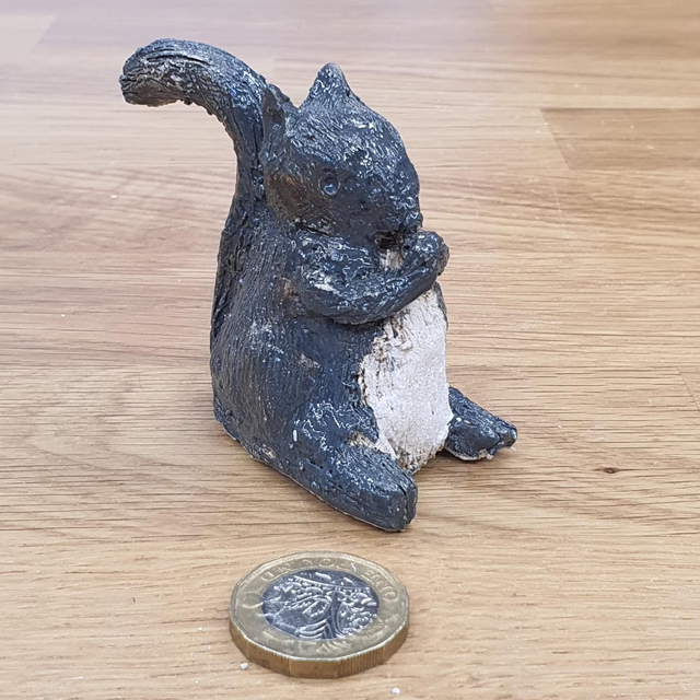 Grey squirrel sculpture/ cane topper