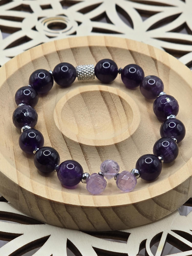 Bracelet Améthyste foncée 1 cm 