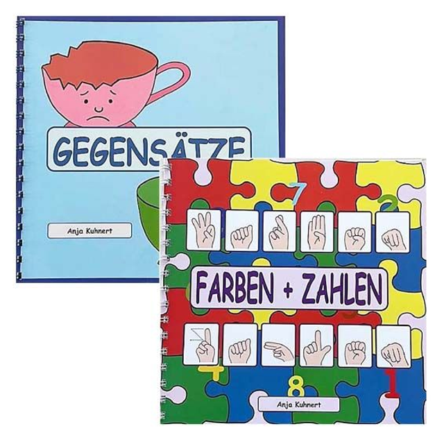 Gebärdenbuch "Farben + Zahlen" und "Gegensätze"