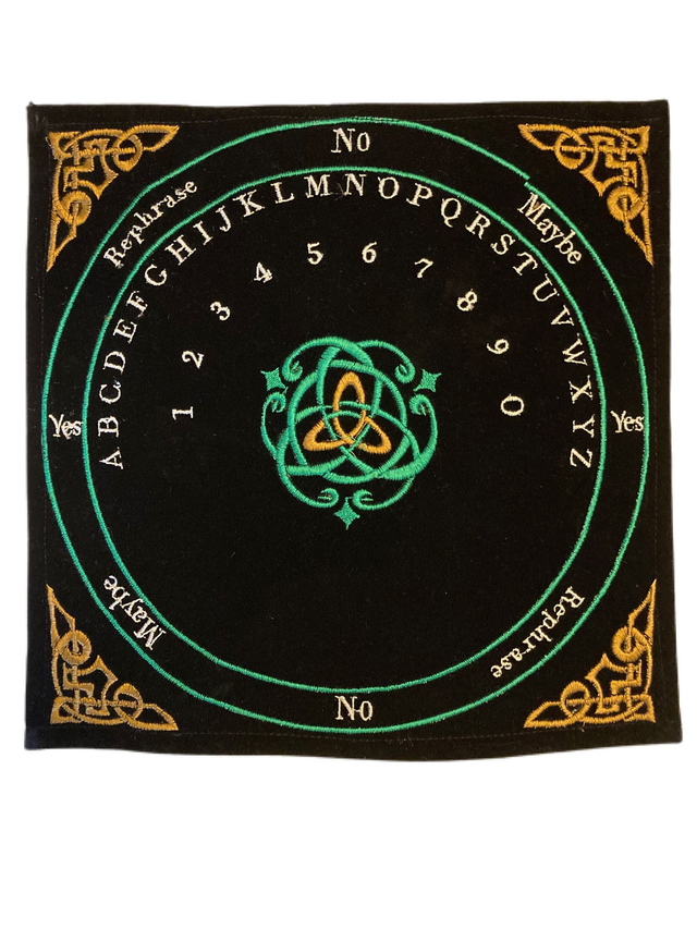 Embroidered Celtic Scrying pendulum mat