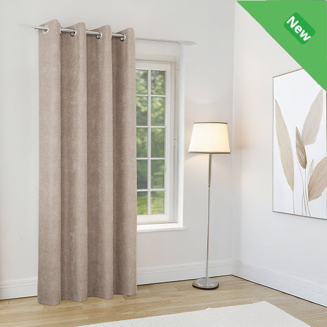 Enhanced Living Knightsbridge Sand Chenille 100% Blackout Thermal Readymade Door Curtains
