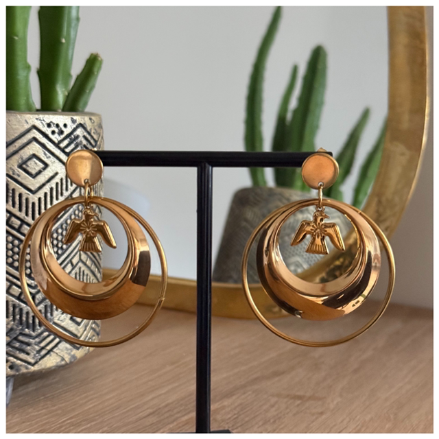 Maxi boucles d’oreilles aigle maya