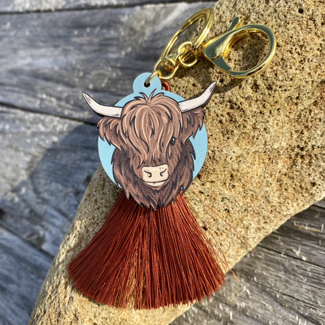 Highland cow keyring with tassle