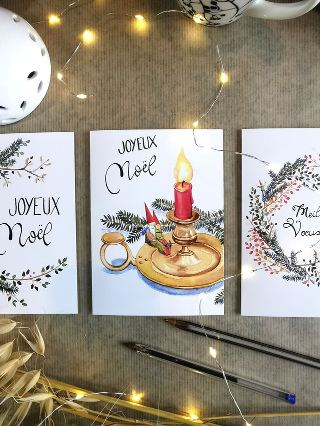 Lot de 3 Cartes doubles - Collection Lutins
