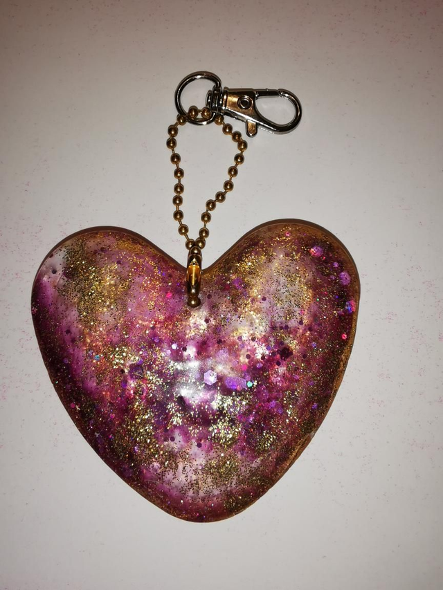 Porte clé Cœur rose doré 