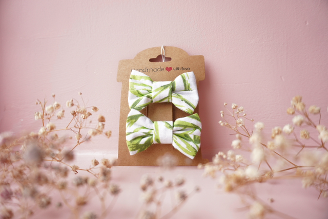 Leaf Print Mini Bow 2 Pack
