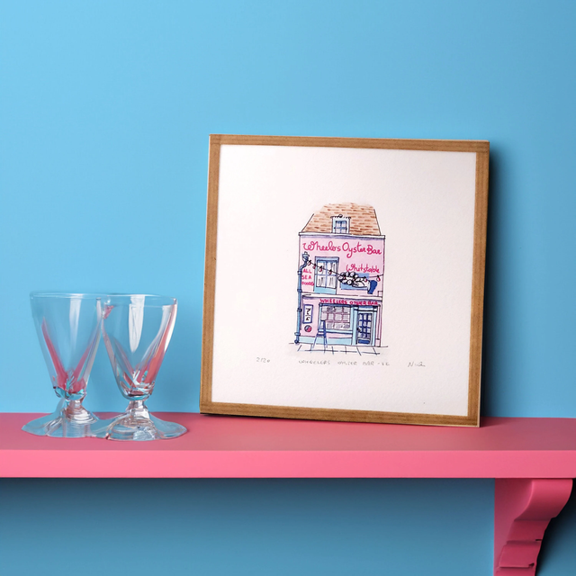 Wheelers Oyster Bar Art Print – Whitstable Coastal Wall Decor – Seaside Gift