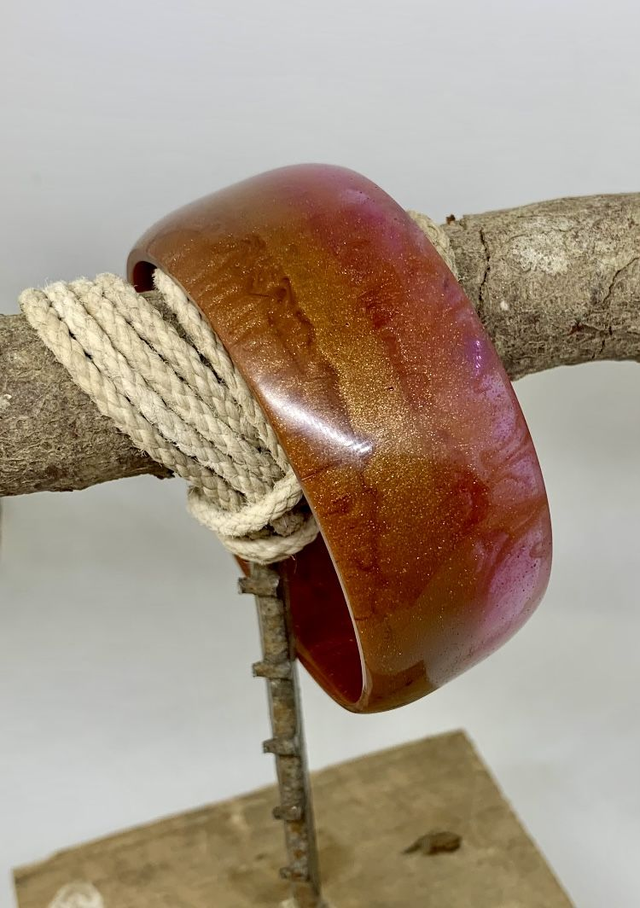 Bracelet Manchette - Rose Chocolat Doré