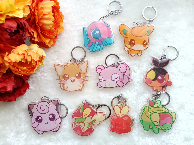 Llavero/Keychain Pokemon (Clefairy, Slowpoke, Porygon, Tepig, Pawmi, Raticate, Appletun, Flapple, Dipplin)