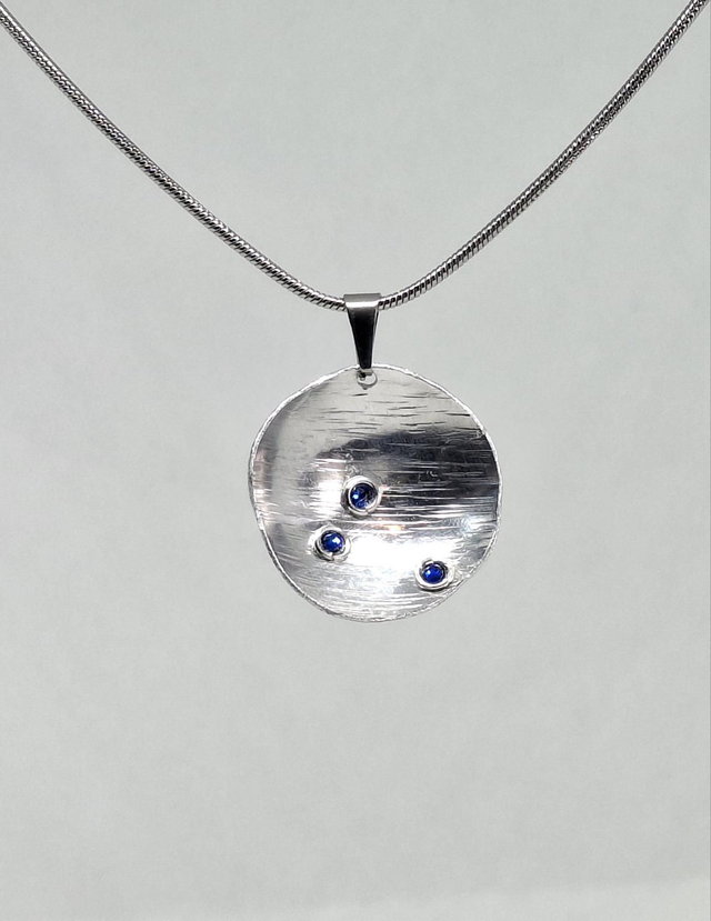 Textured Pendant with Blue Stone