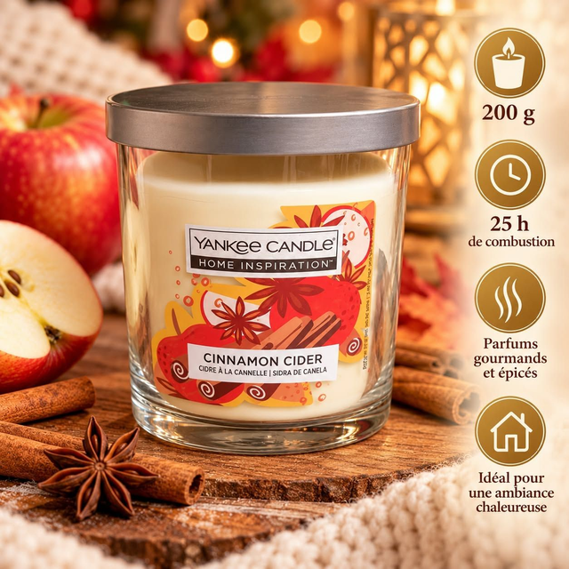 🕯️ Bougie Yankee Candle – Cinnamon Cider (Cidre à la Cannelle) – 200 g