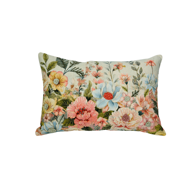 Embroidered Floral Cushion Blues &amp; Pinks