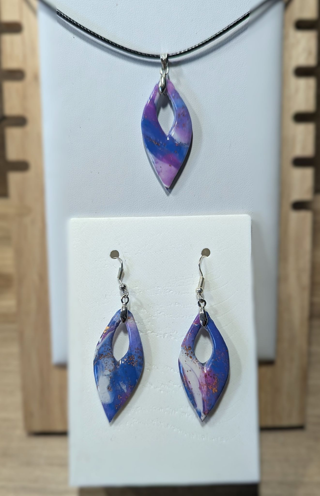 Parure boucles d'oreilles et pendentif "Nébuleuse"