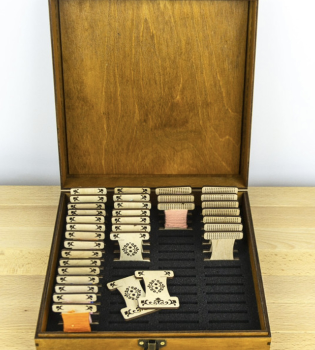 Wooden Bobbin Organiser