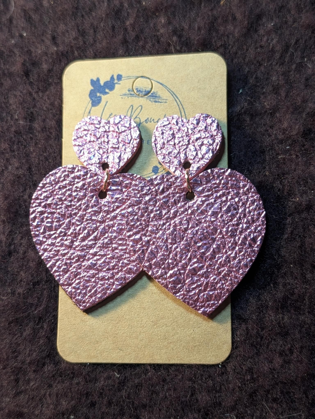 Boucles d'oreilles Louise rose irisé lo026