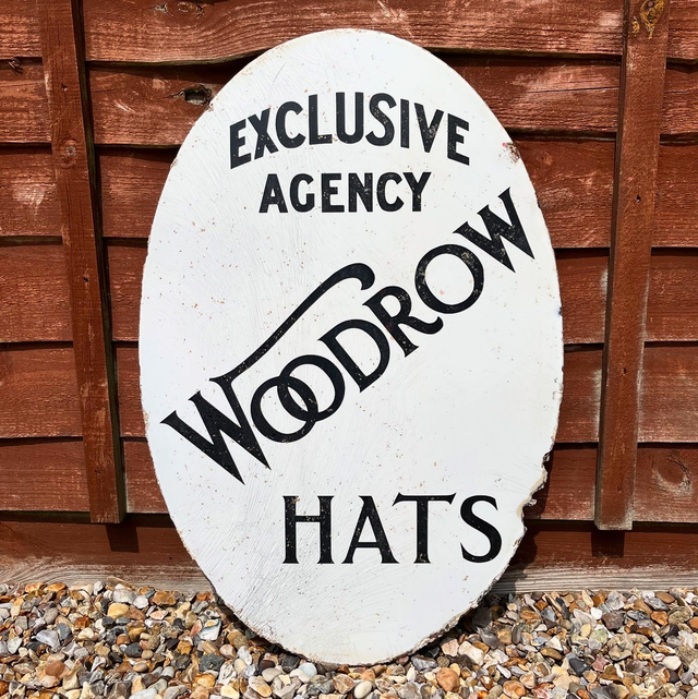 1920’s/ 30’s Woodrow Hats Oval Enamel Advertising Sign
