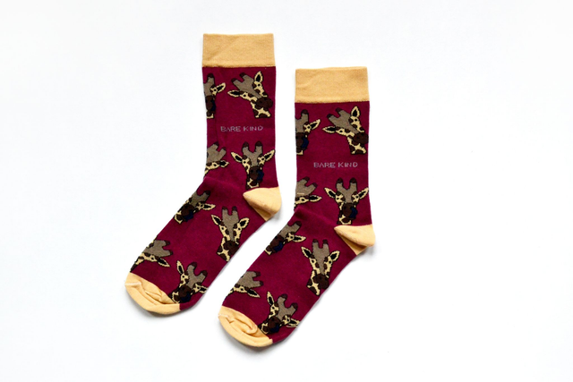 'Save the Giraffes' Bamboo Socks, Bare Kind - adult