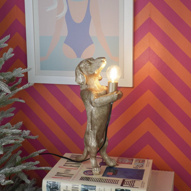 Tafellamp - Teckellamp - Polyresin - Goud - E14 - 10x15x38cm