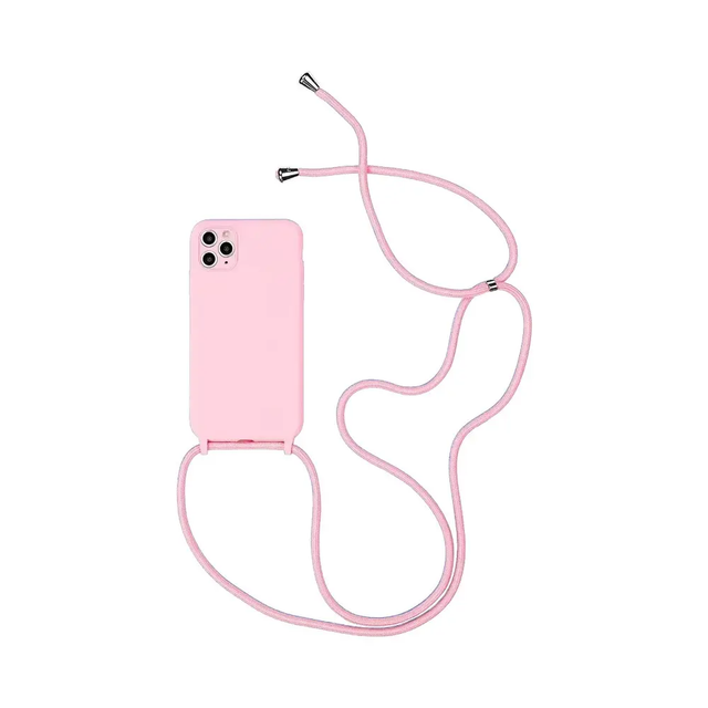 Coque Silicone avec Cordon rose