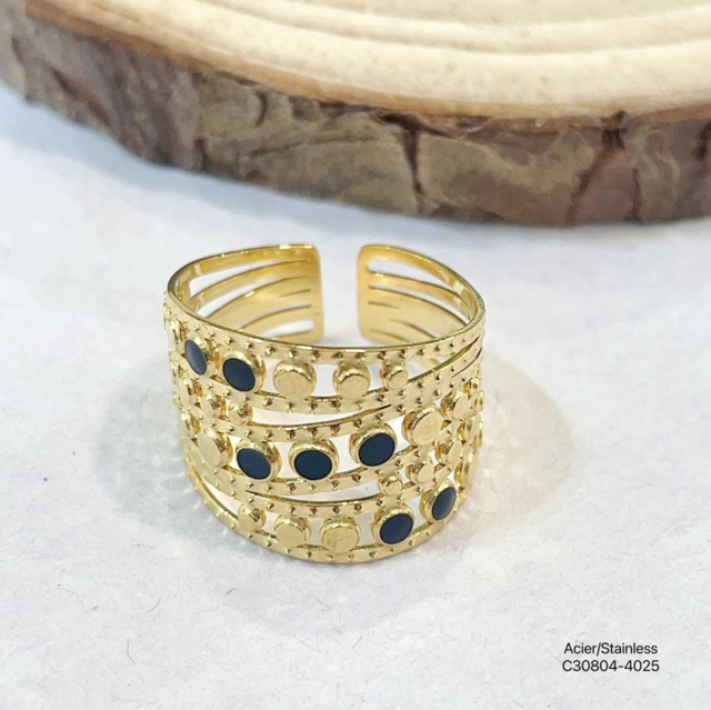 Bague large émaillée réglable 