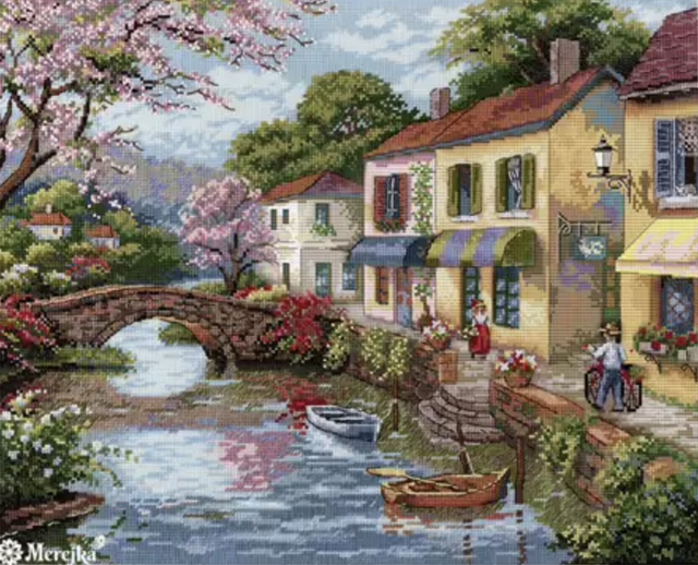 Merejka Quaint Village Shops Cross Stitch kit