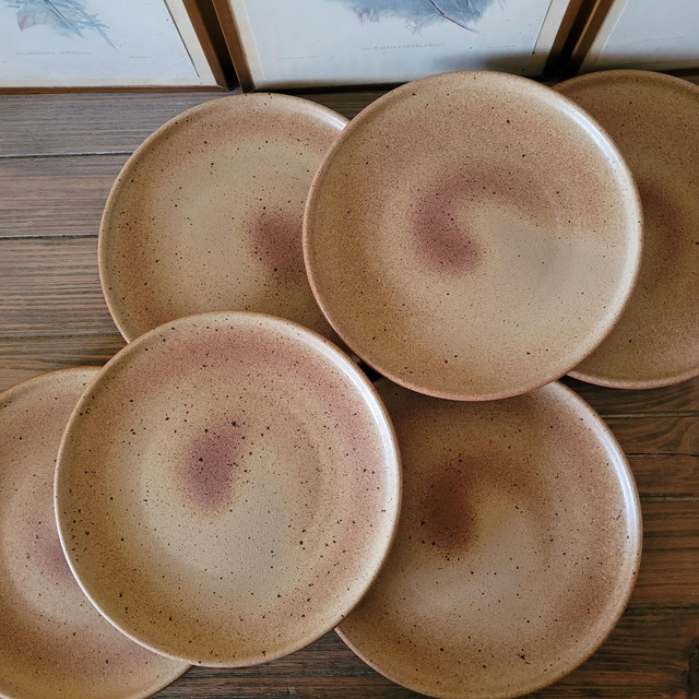 Assiettes plates Sarreguemines en grès moucheté de Bourgogne (lot de 6)