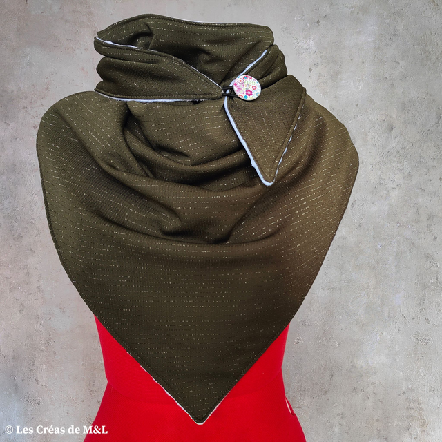 Echarpe Foulard Olive Scintillant &amp; Minky Blanc (Adulte)  
