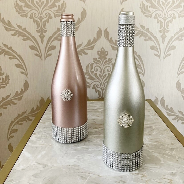 Diamanté Effect Decor Bottle Ornament Vase Centrepiece