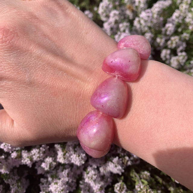 Bracelet Galets - Rose violine nacré 