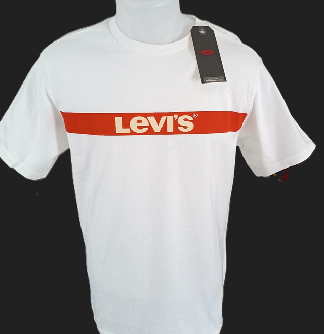 T-shirt Homme Levi's® Blanc avec Logo Rouge en Relief