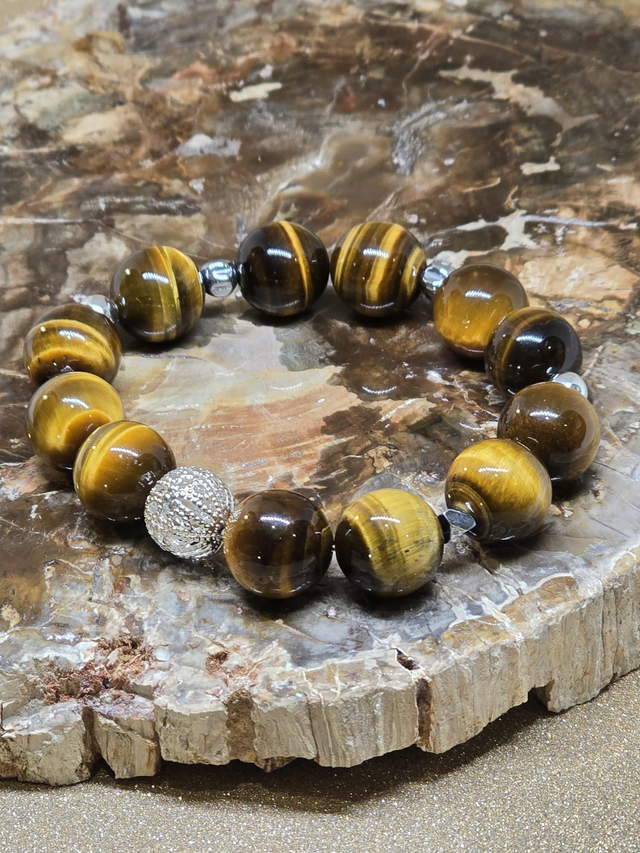 Bracelet Œil de tigre XXL en 1,4 cm 