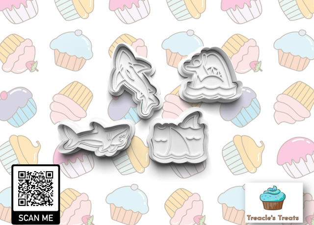 Shark Theme Fondant/cookie stamps with cutters