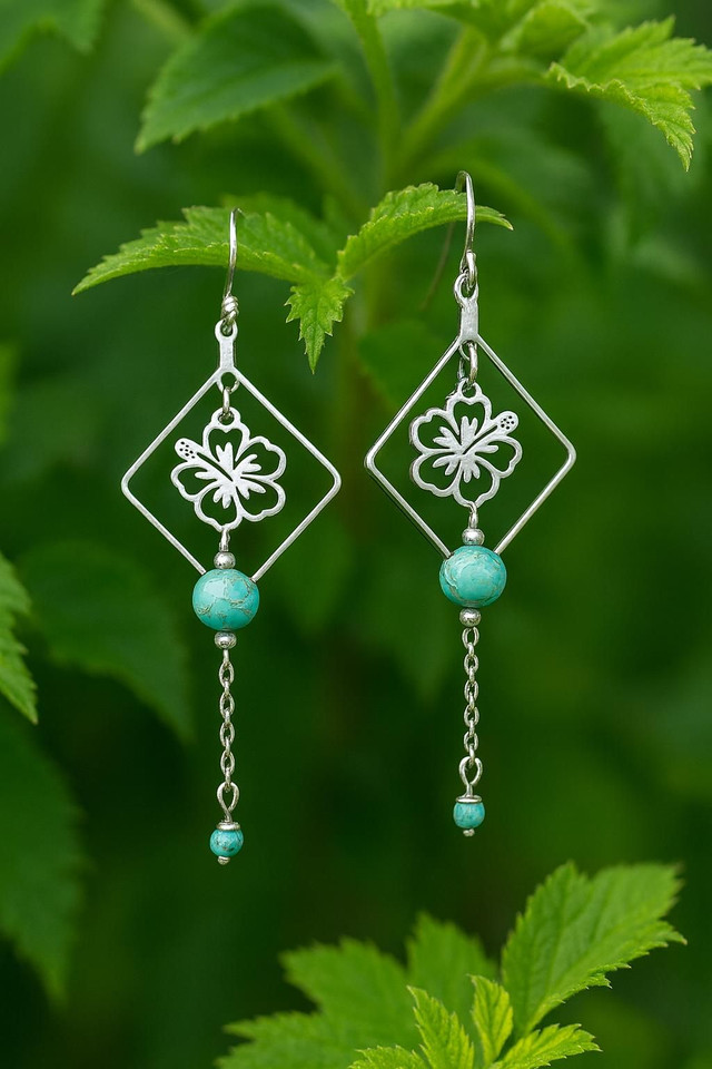 Boucles d'oreilles Howlite Turquoise - Apaisement &amp; Harmonie