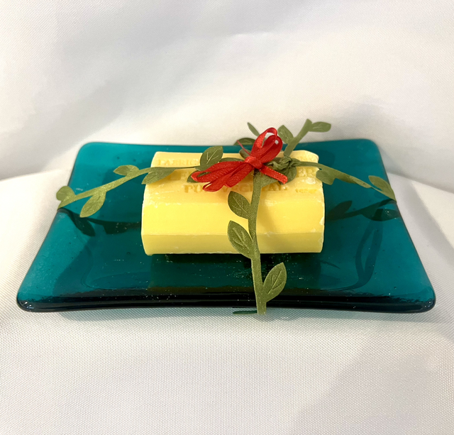Teal Fused Glass Trinket / Soap Dish