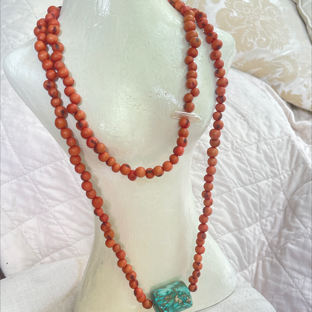 Hippie Kette lang Korallen - Optik