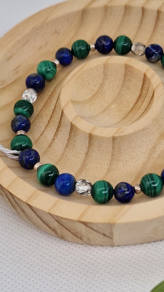 Bracelet Malachite et Lapis lazuli en 0,6 cm