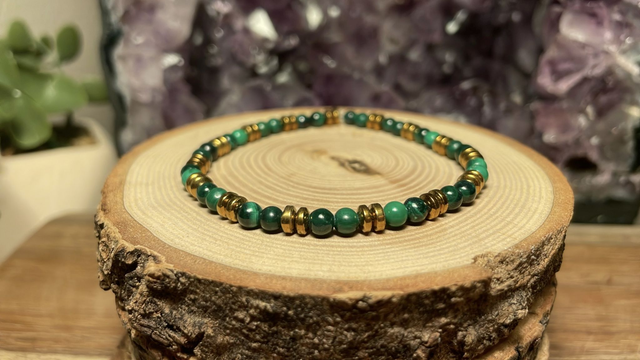 Bracelet MALACHITE 4mm (Avec Hématites)