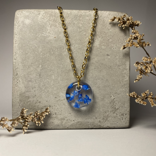 Collier maille ovale Broom Bloom bleu