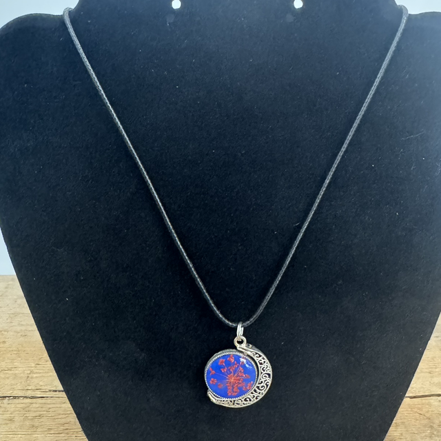 Blue Moon & Flower Necklace 4007