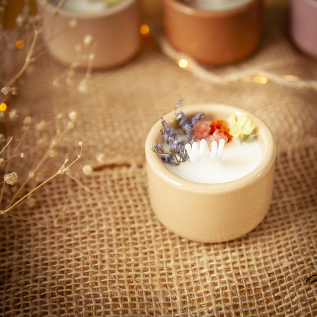 Bougie fleurie | bougie végétale parfumée | bougie naturelle | idée cadeau Mini fleurie