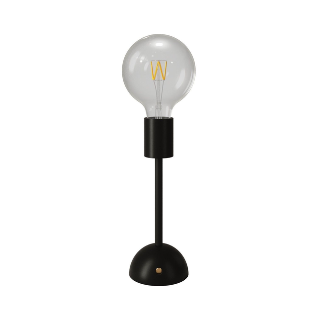 Tragbare, wiederaufladbare Leuchte Cabless02 mit Globe Glühbirne mit silberfarbener Kopfspiegelung, Schwarz