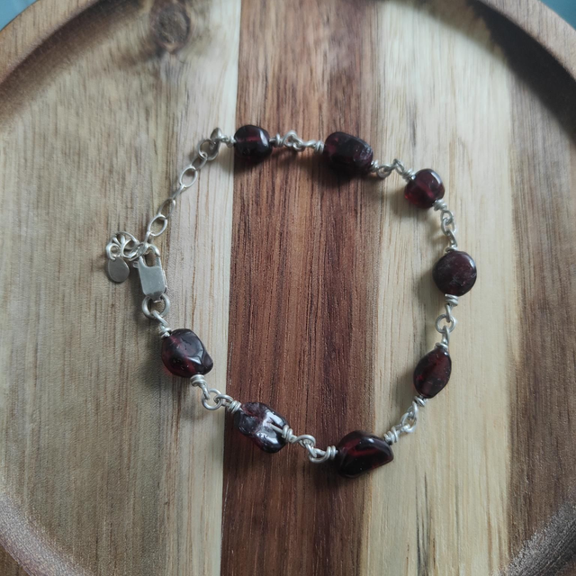 Bracelet Argent 925 et Grenat Rouge 
